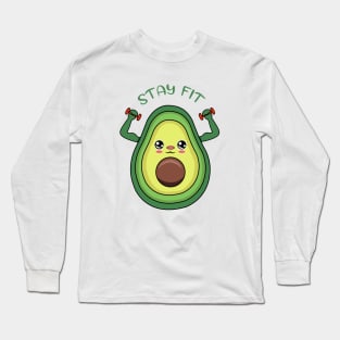 Stay Fit, cute avocado lifting weights Long Sleeve T-Shirt